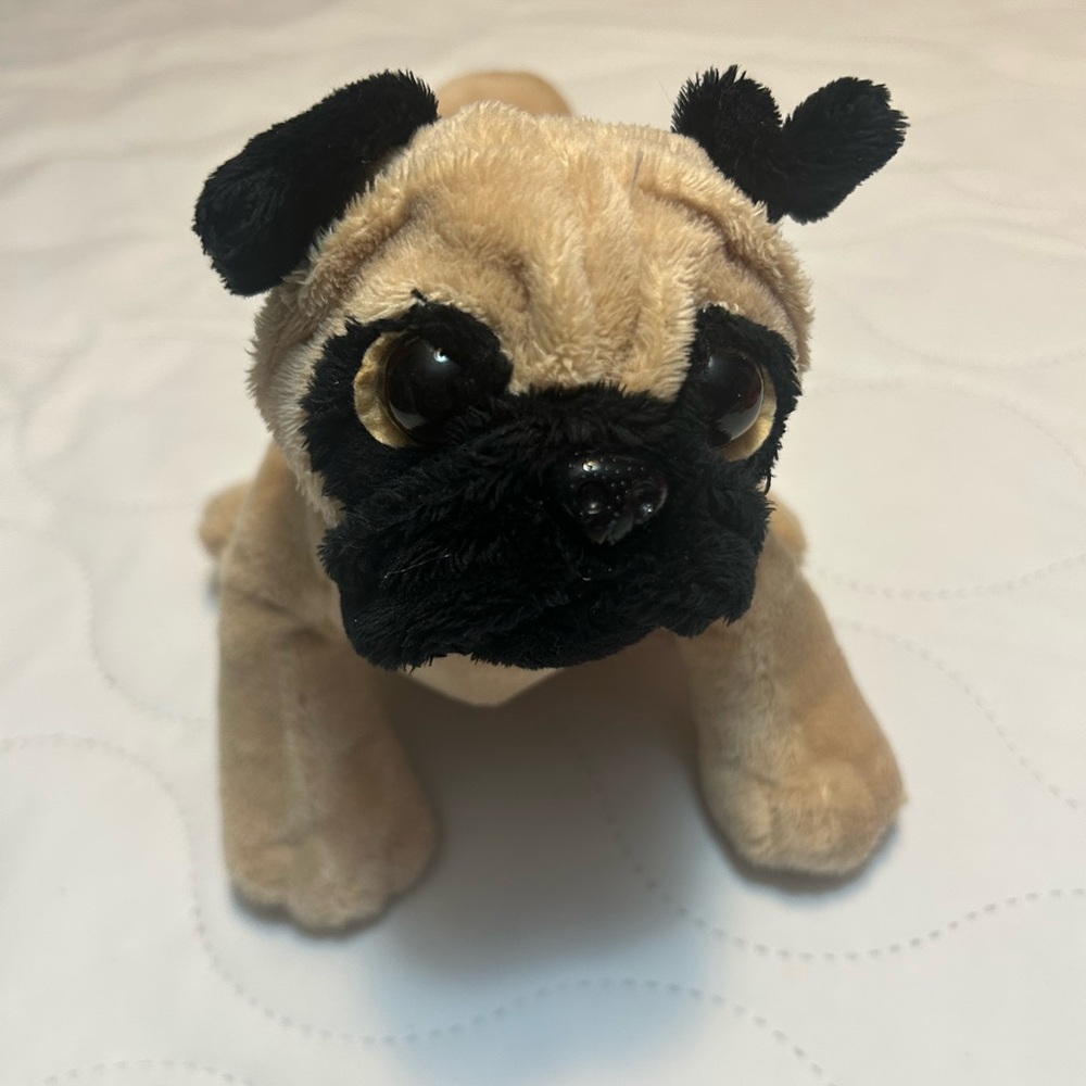 Adorable Tan and Black Stuffed Pug Toy